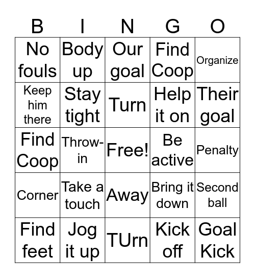 Soccer Bingo Card