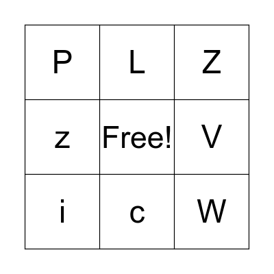 Alphabet Bingo  Bingo Card
