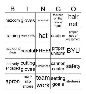 SAFETY BINGO Card