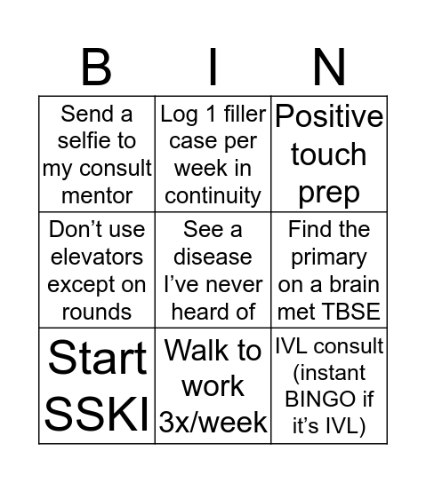 MGH Consult Bingo Card