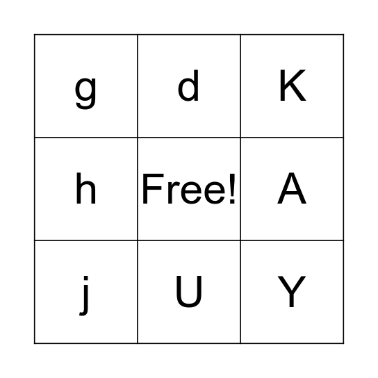 Alphabet  Bingo Card
