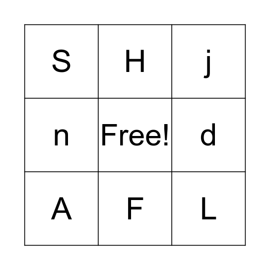 Alphabet  Bingo Card