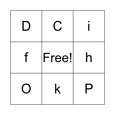 Alphabet  Bingo Card