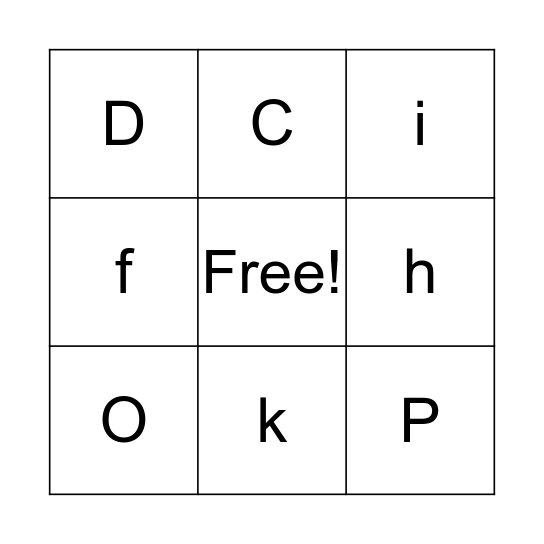Alphabet  Bingo Card