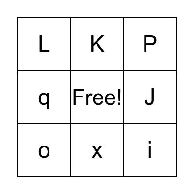 Alphabet  Bingo Card