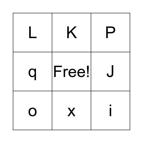 Alphabet  Bingo Card