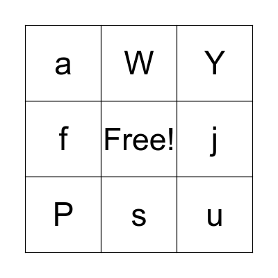 Alphabet  Bingo Card