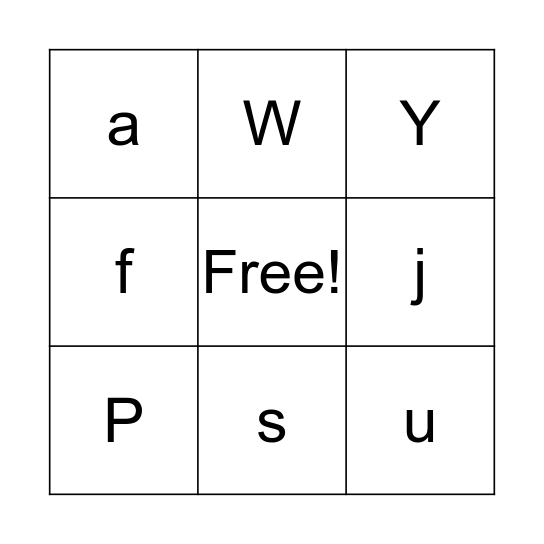 Alphabet  Bingo Card