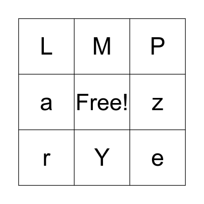 Alphabet Bingo Card