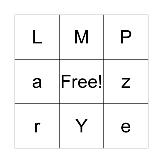 Alphabet Bingo Card