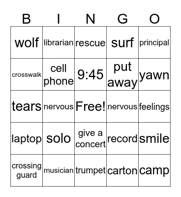 UNITS 9-14 VOCABULARY Bingo Card