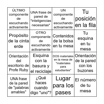 Sobre nuestra aula Bingo Card