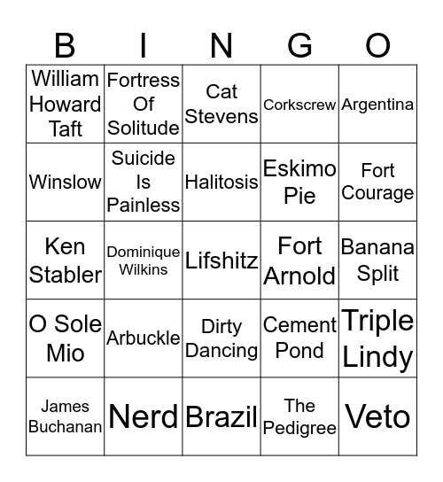 Trivia Bingo Card