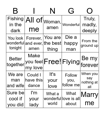 Our Wedding Bingo Card