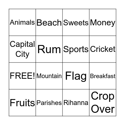 BARBADOS BINGO Card