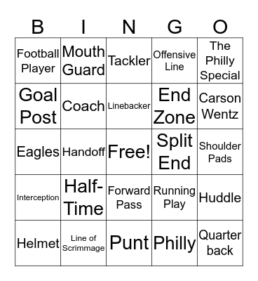 Fly Eagles Fly..E-A-G-L-E-S..EAGLES!! Bingo Card