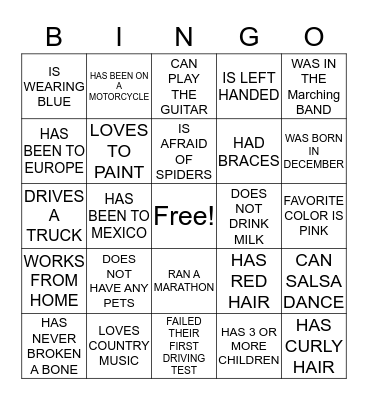 Icebreaker Bingo Card