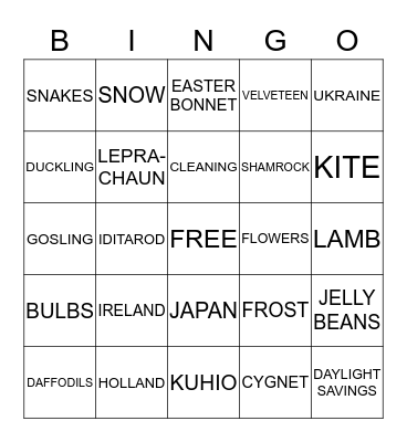 SPRINGO Bingo Card