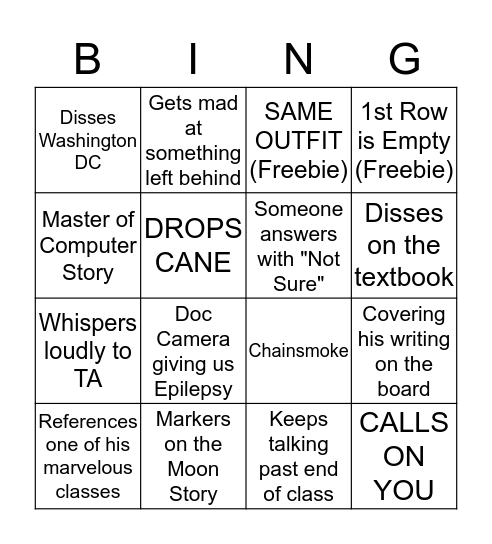 Muller Bingo Card