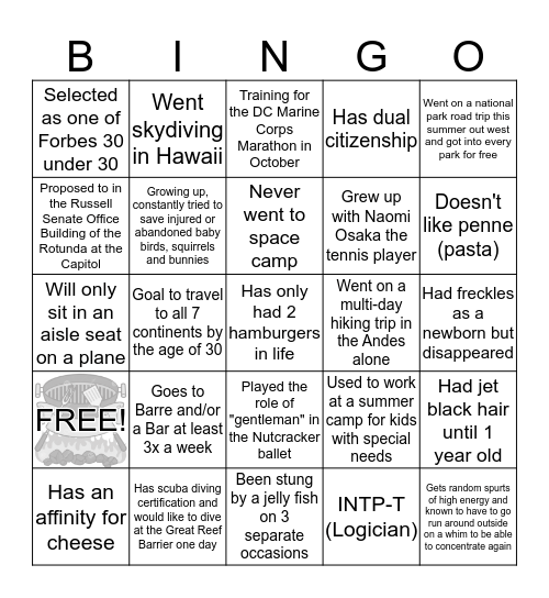 Getting to Know You Bingo Card