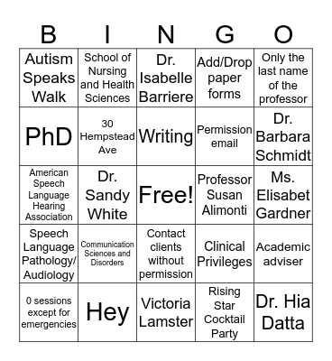 CSD Bingo Card