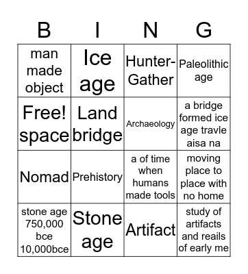 Hunters and Gathers  Bingo Card
