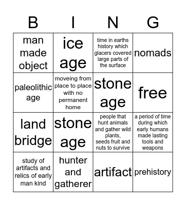 hunters and gatherers Bingo Card