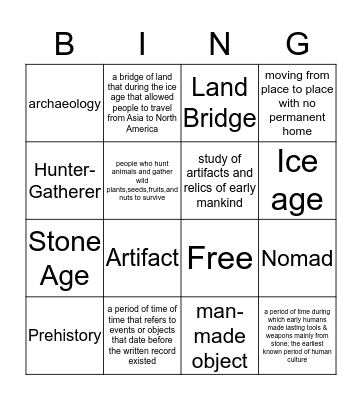 Hunters & Gatherers  Bingo Card