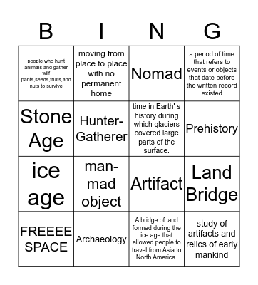 Hunters & Gatherers Bingo Card