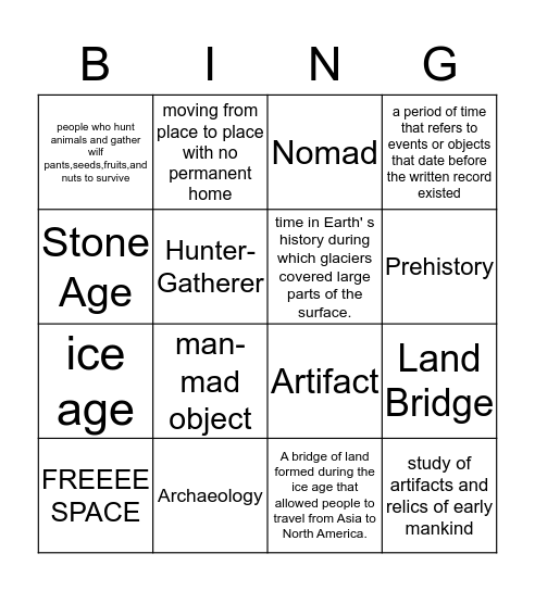 Hunters & Gatherers Bingo Card