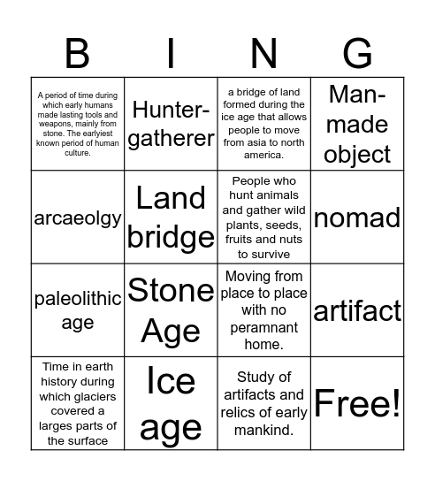 Hunters and gatherers Bingo Card