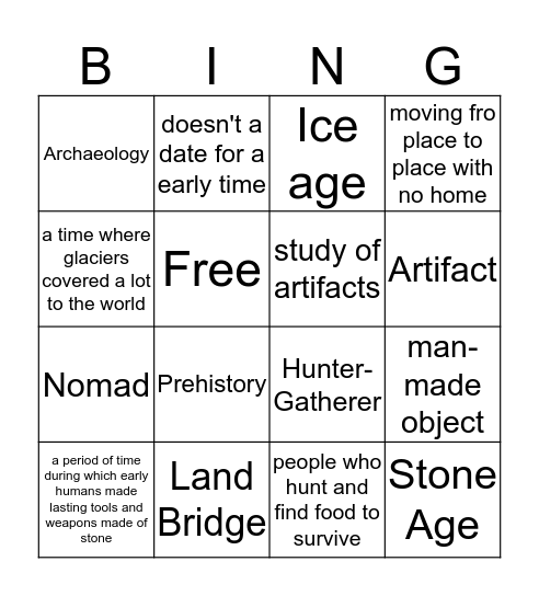 Hunter and Gathers Bingo Card