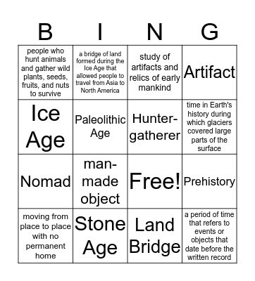 Stone Age Bingo Card