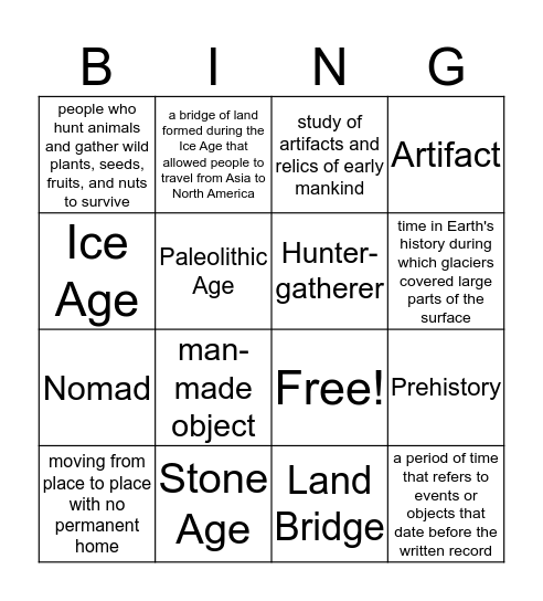 Stone Age Bingo Card