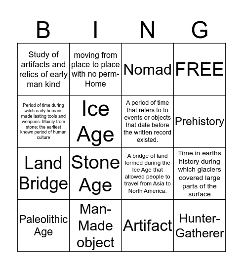 SS-     Hunters-&- Gatherers   -SS  Bingo Card