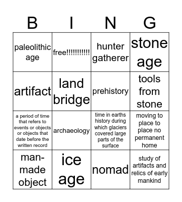 hunter-gatherer BING Bingo Card