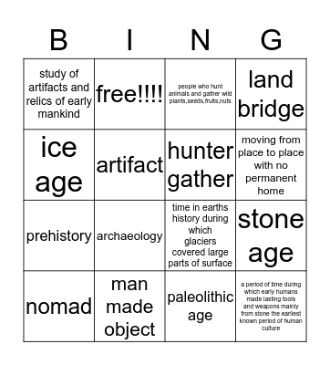 Hunter and gather bingo Card