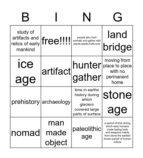 Hunter and gather bingo Card