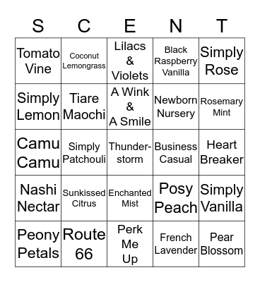 innoSCENTfunds.scentsy.us Bingo Card