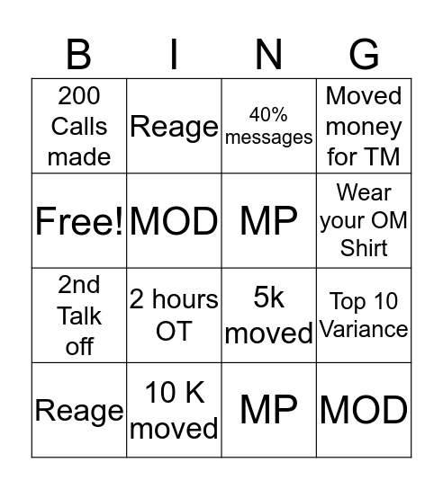 Sept Bingo Card