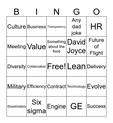 GE’s LIT Bingo Card