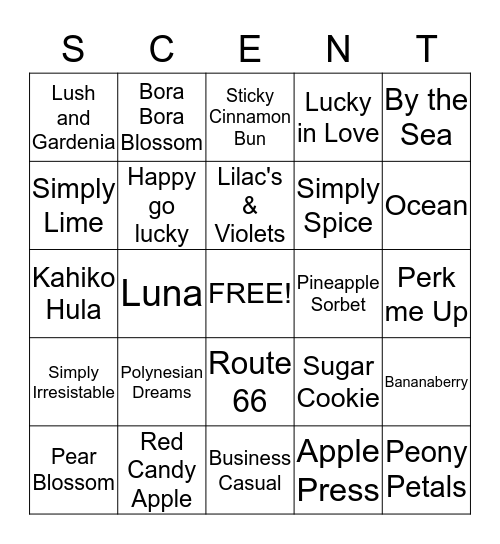 innoSCENTfunds.scentsy.us Bingo Card