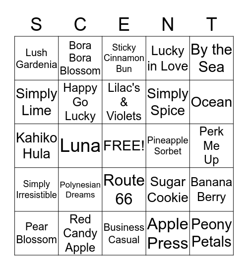 innoSCENTfunds.scentsy.us Bingo Card