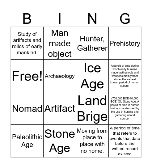 Hunter Gather Bingo Card