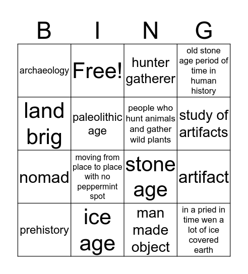 hunter gather bingo Card