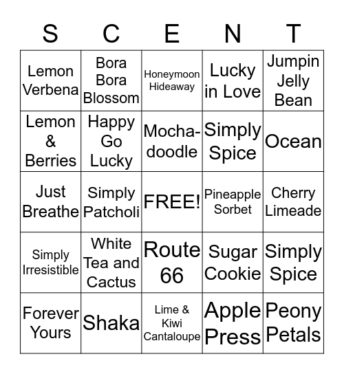 innoSCENTfunds.scentsy.us Bingo Card