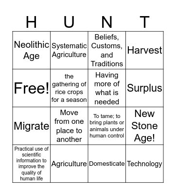 Neolithic Age Bingo! Bingo Card