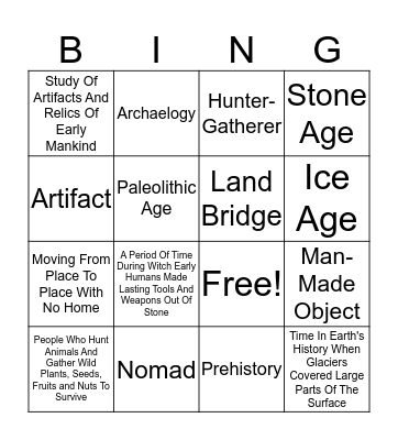 Hunter-Gatherer Bingo Card