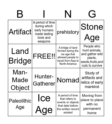 Hunter Gather Bingo Card