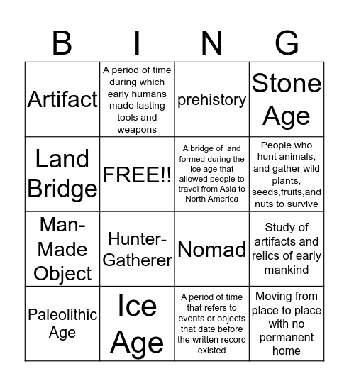 Hunter Gather Bingo Card